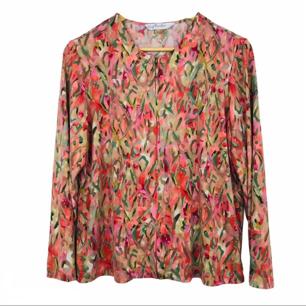 TanJay Multicolor zip up Jacket women size PM